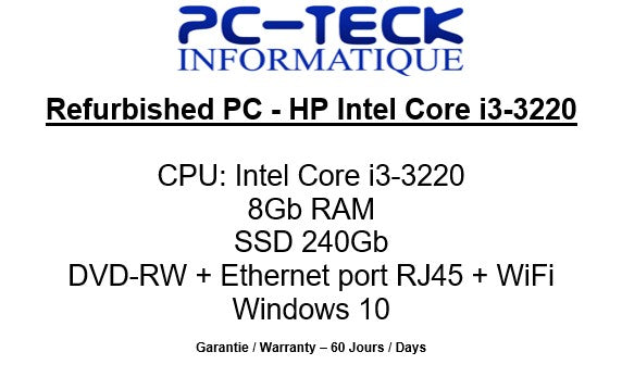Refurbished PC - HP Intel Core i3-3220