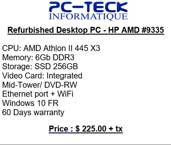Ordinateur reconditionné - HP AMD Athlon II