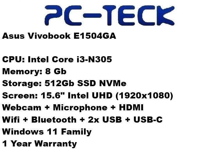 Asus Vivobok E1504GA - Laptop