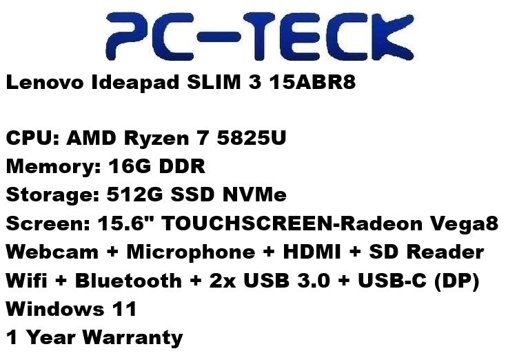 Lenovo Ideapad SLIM 3 15ABR8 - Ordinateur portable