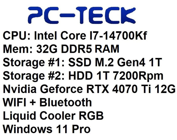 PC-TECK - Core i7 14th Gen Gaming PC