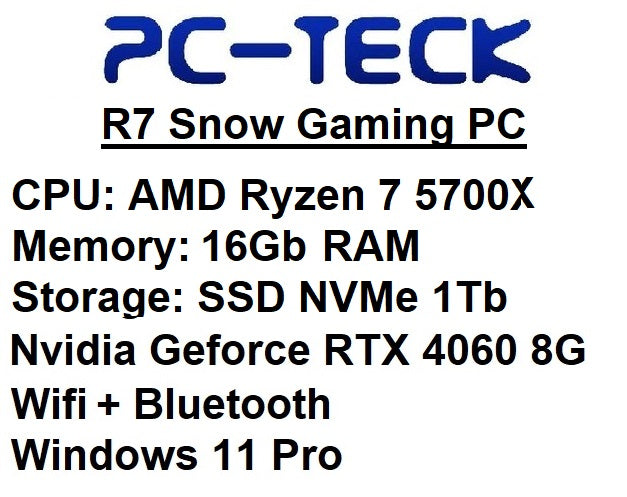 PC-TECK - R7 Snow Gaming PC