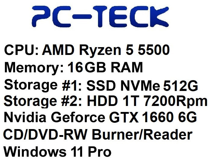 PC-TECK - PC de jeu Ryzen5 GTX