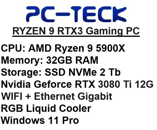 PC-TECK - RYZEN 9 RTX3 Gaming PC
