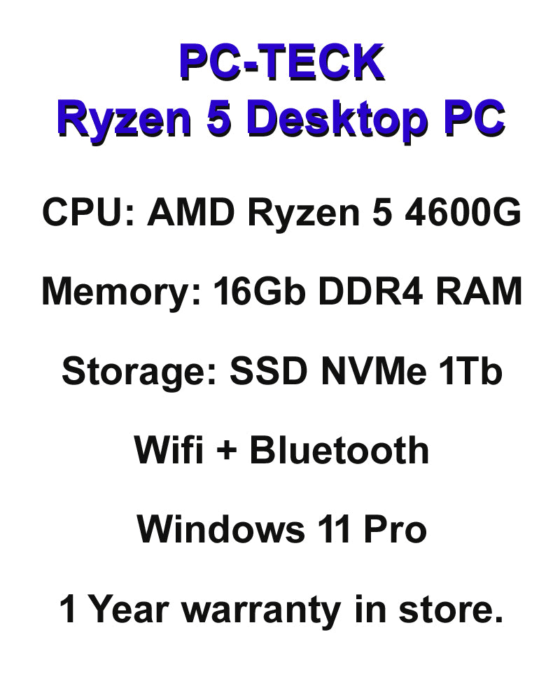 PC-TECK - Ryzen 5-2 Desktop PC