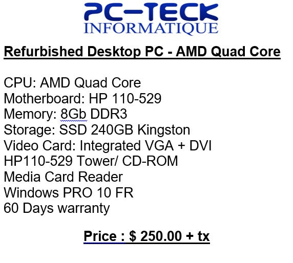 Ordinateur reconditionné - AMD Quad Core