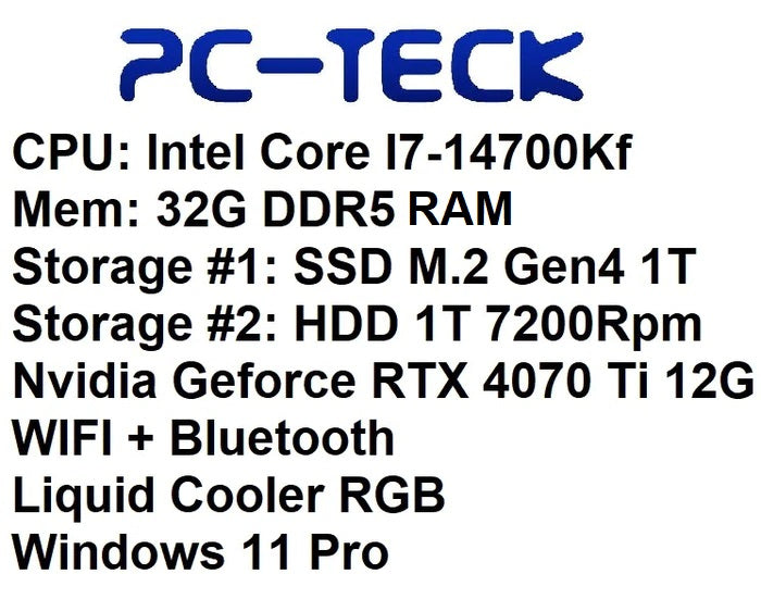 PC-TECK - PC de jeu Core i7 de 14e génération