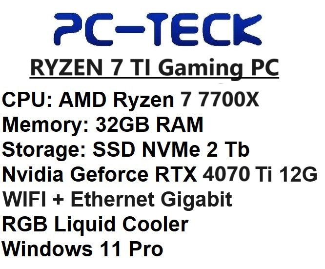 PC-TECK - PC de jeu RYZEN 7 Ti