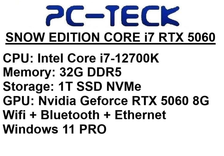 PC-TECK - SNOW EDITION - CORE i7 RTX 5060 - Gaming PC